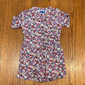 Girls Floral Short-Sleeve Romper - Red Multi